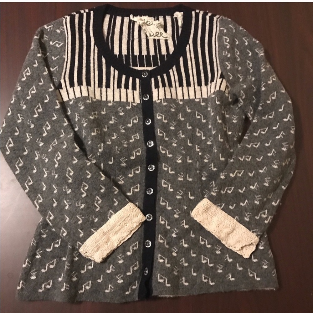 Anthropologie Field and Flower Piano Sweater